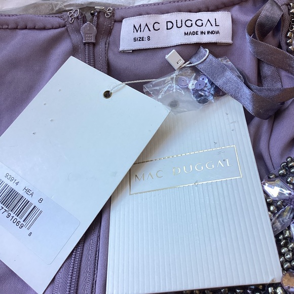 NWT Mac Duggal V Neck Cap Sleeve Hand Beaded Gown in Lavender B28 - Picture 12 of 17